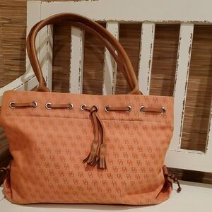 Vintage Dooney & Bourke Orange Shoulder Bag Canvas Signature Logo
